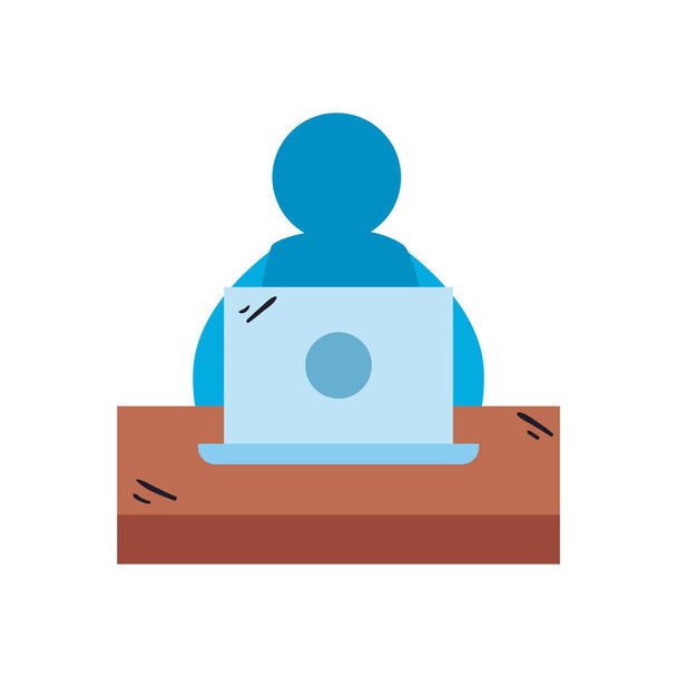 аватар чоловік тримає ноутбук вільної форми іконка стилю Векторний дизайн
 - Вектор, зображення