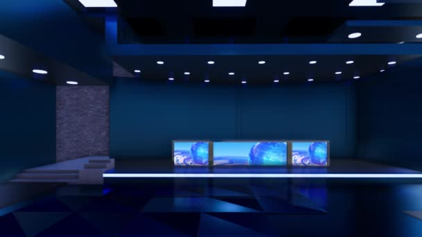 3D Virtual TV Studio News - Footage, Video