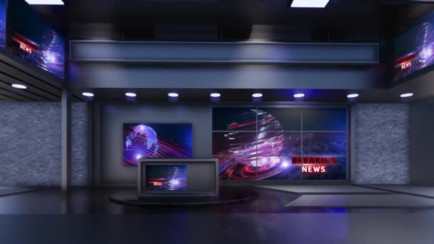 3D Virtual TV Studio News - Footage, Video