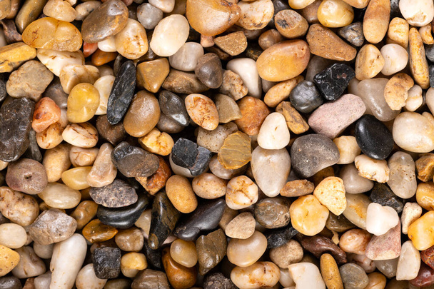 Multi-colored small river stones texture and background. - Photo, Image