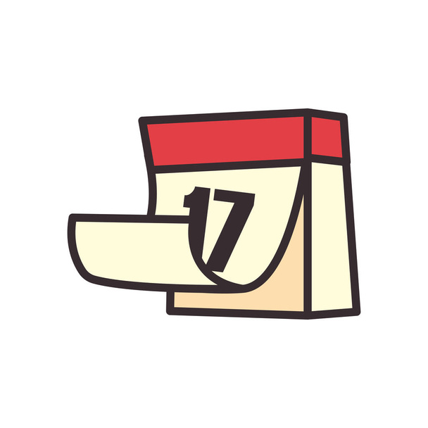 17 linha de calendário e design de vetor ícone de estilo de preenchimento - Vetor, Imagem