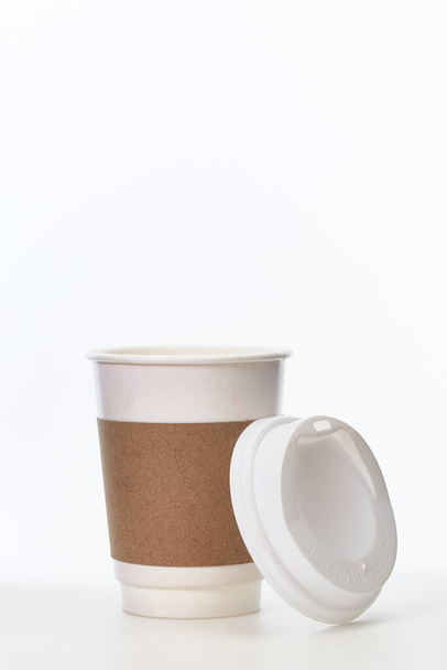 Mockup Coffee cup of paper on a white background. - Photo, Image