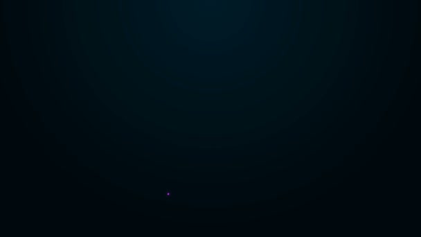 Linea fluorescente al neon Astuccio icona cancelleria isolato su sfondo nero. Matita, penna, righello in un bicchiere per ufficio. Animazione grafica 4K Video motion - Filmati, video