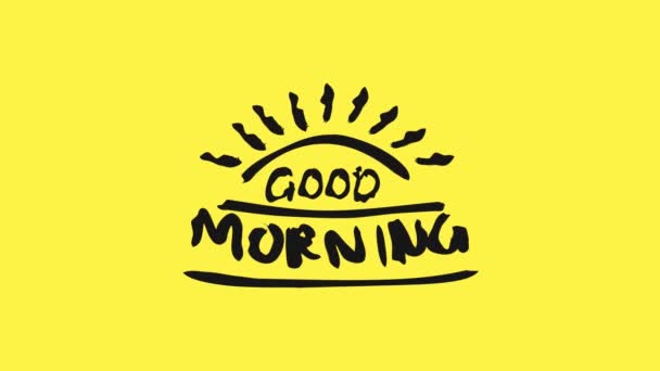  Dzień dobry powitanie w ruchu grafiki z doodle stylu tekstowym - Materiał filmowy, wideo