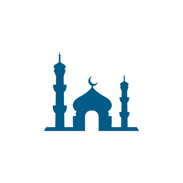 Mosquée Icône bleue sur fond blanc. Illustration vectorielle de style plat bleu. - Vecteur, image