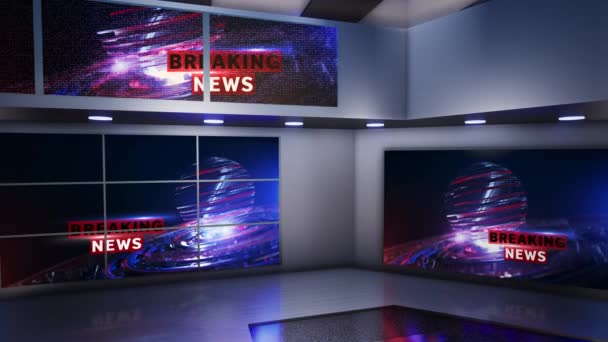 Έκτακτη είδηση, 3D Virtual TV Studio News - Πλάνα, βίντεο