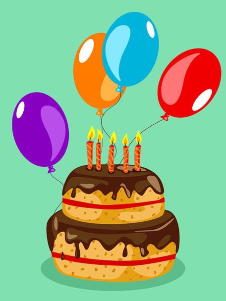 Tarjeta de pastel de cumpleaños
 - Vector, imagen