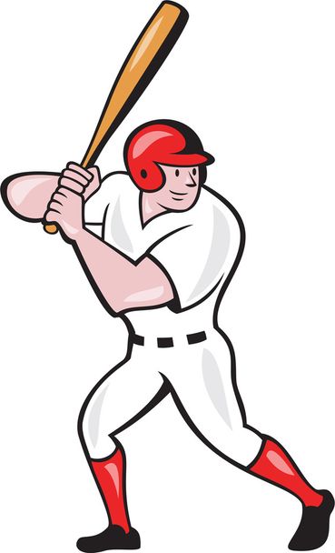 Baseball Player lyöntivuoro puoli eristetty sarjakuva
 - Vektori, kuva