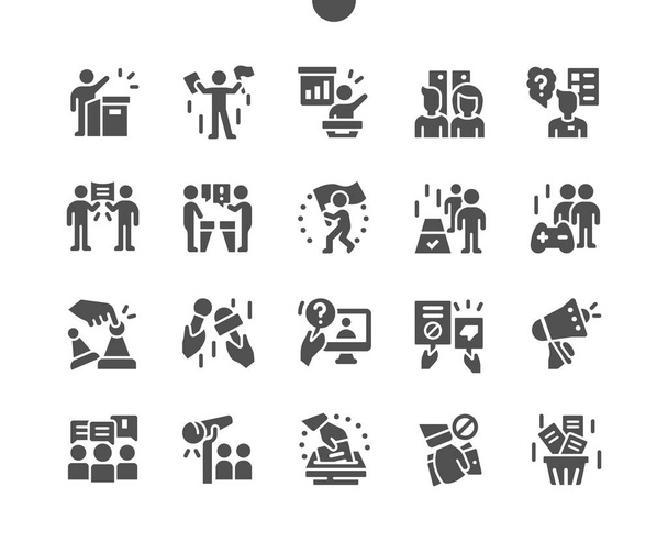 Naked politics, democracy. Freedom of speech, justice voting and opinion. Referendum and poll choice event. Political election. Vector Solid Icons. Simple Pictogram - Vector, Image