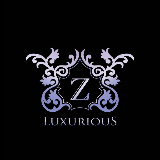 Metal Luxury Letter Z Elegant Logo Badge. Luxurious Letter Initial Crest Monogram Vector Design. - Vector, Image