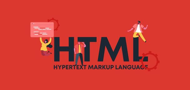Langage de balisage hypertexte HTML. Développement d'applications linguistiques en ligne Scripts graphiques numériques et business. - Vecteur, image