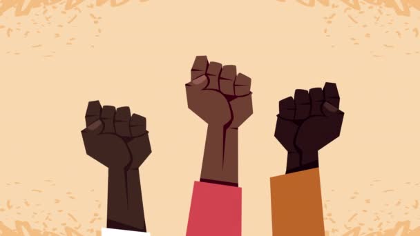 zwart leven materie animatie met de handen protesteren - Video