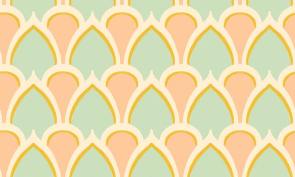 bezproblémový abstraktní arabský indiánský vzor. Pastelové odstíny. Opakování roztomilého pozadí. Tyrkysové a oranžové barvy. Jednoduchý geometrický vzor - Fotografie, Obrázek