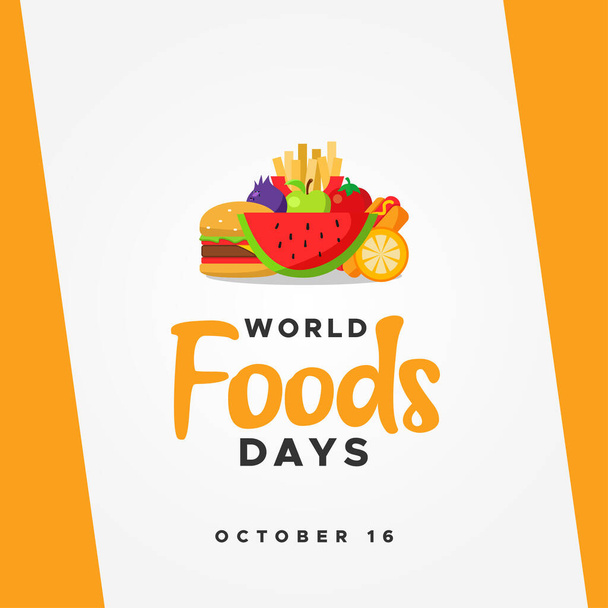 Иллюстрация векторного дизайна Всемирного дня продовольствия для баннера и фона - Вектор,изображение
