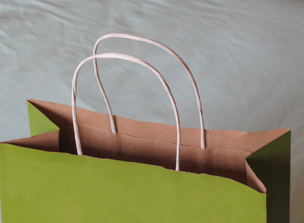 detail of a paper shopping bag with handles - Photo, Image