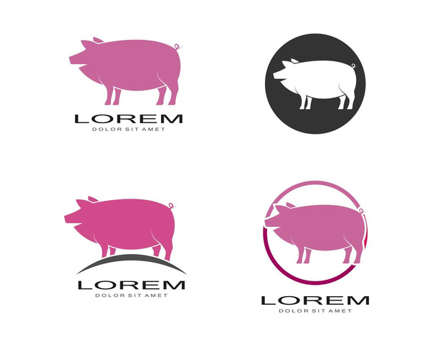 豚のロゴイラストベクトルフラットデザイン - ベクター画像
