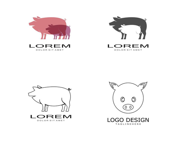 豚のロゴイラストベクトルフラットデザイン - ベクター画像