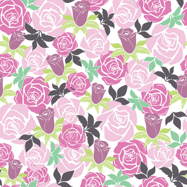 Vector Overlapping Pink Roses pattern background - Vector, Image