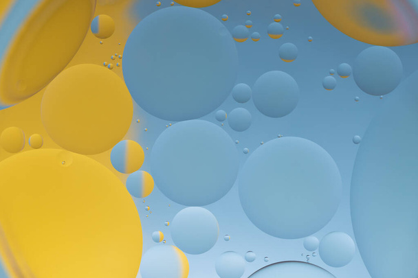 Yellow and blue psychedelic oil and water abstract - Foto, immagini