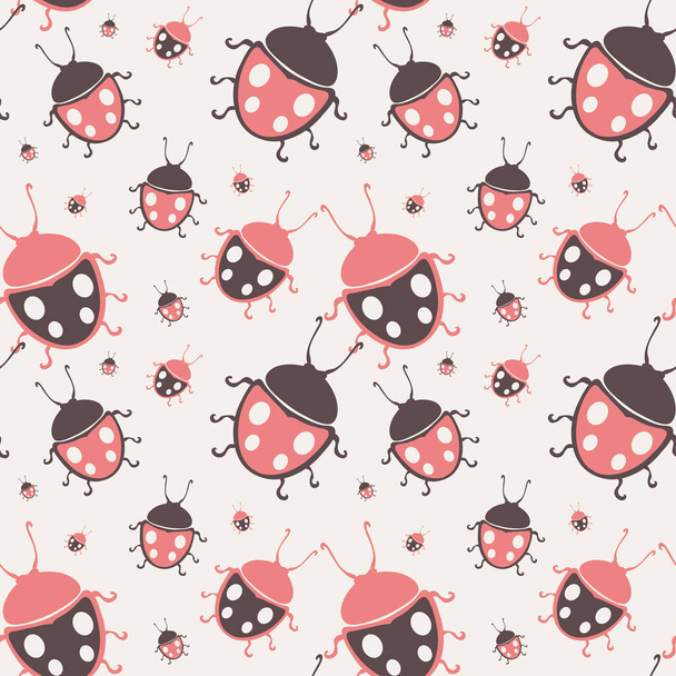Elegant seamless pattern with lucky ladybug symbols, design elements. Lucky pattern for invitations, cards, print, gift wrap, manufacturing, textile, fabric, wallpapers - Vettoriali, immagini