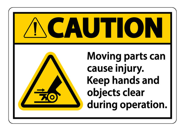 Προσοχή Τα κινούμενα μέρη μπορούν να προκαλέσουν σημάδια τραυματισμού σε λευκό φόντο  - Διάνυσμα, εικόνα