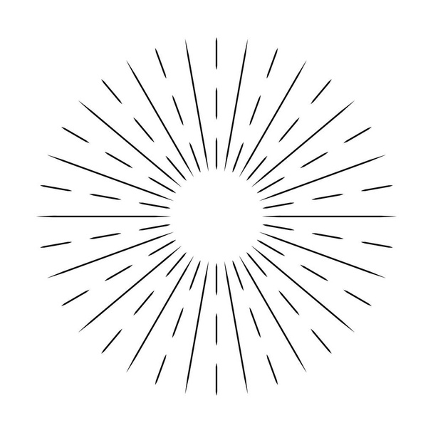 Icona della linea Sunburst isolata su sfondo bianco, banner web estivo, design a cerchio retrò, illustrazione vettoriale . - Vettoriali, immagini
