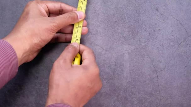 measurements on a wood with a tape measure tools. - Footage, Video
