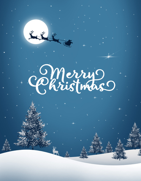 Christmas reindeer and Santa's sleigh , tree , Season december - Photo, Image