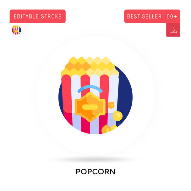 Popcorn részletes körkörös lapos vektor ikon. Vektor elszigetelt koncepció metafora illusztrációk. - Vektor, kép