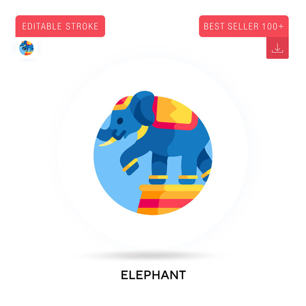 Elefante icono detallado vector plano circular. Ilustraciones de metáforas conceptuales aisladas vectoriales. - Vector, Imagen