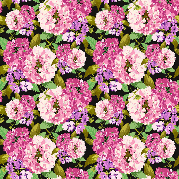 Elegant seamless pattern with verbena flowers, design elements. Floral  pattern for invitations, cards, print, gift wrap, manufacturing, textile, fabric, wallpapers - Διάνυσμα, εικόνα