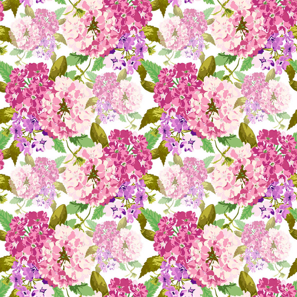 Elegant seamless pattern with verbena flowers, design elements. Floral  pattern for invitations, cards, print, gift wrap, manufacturing, textile, fabric, wallpapers - Vetor, Imagem