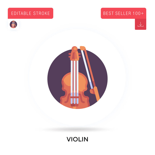 Violin detailed circular flat vector icon. Vector isolated concept metaphor illustrations. - Vector, Image