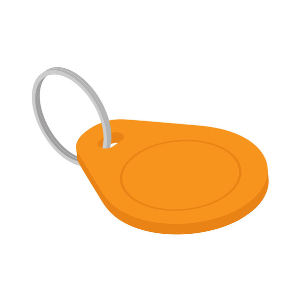 Blank orange key tag isolated on white background. Key tag icon. Vector. Isometric view - Vetor, Imagem