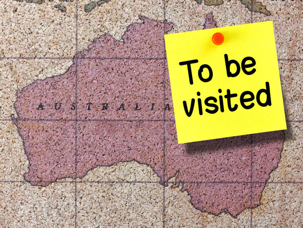 Ahhoz, hogy látogatható ragadós megjegyzés parafa térképen Ausztrália - Fotó, kép