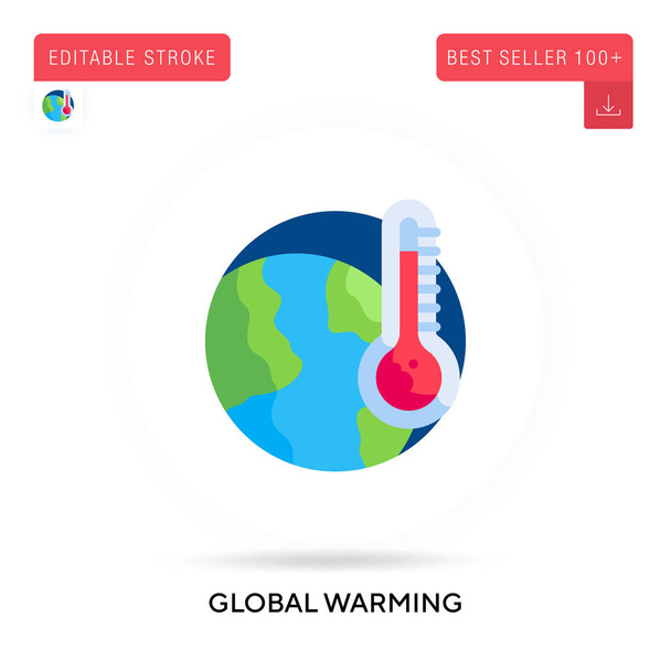 Global warming detailed circular flat vector icon. Vector isolated concept metaphor illustrations. - Vector, Image