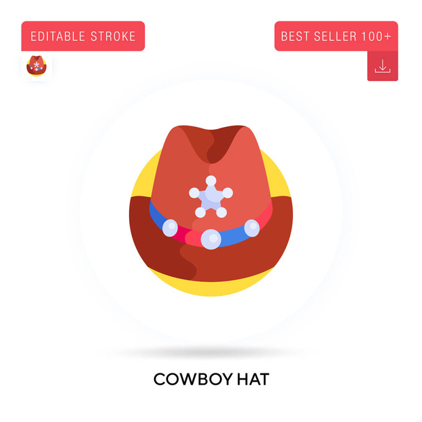 Cowboy hat detailed circular flat vector icon. Vector isolated concept metaphor illustrations. - Vector, Image