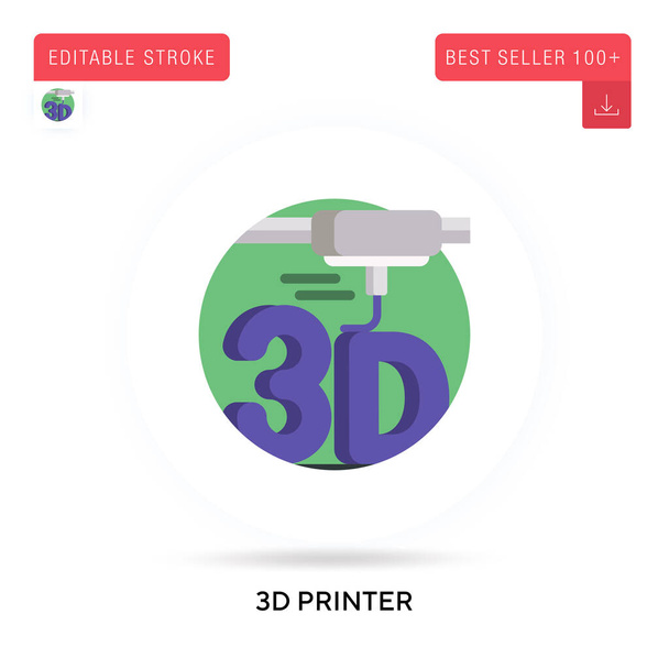 3d printer detailed circular flat vector icon. Vector isolated concept metaphor illustrations. - Vector, Image