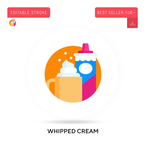 Whipped cream detailed circular flat vector icon. Vector isolated concept metaphor illustrations. - Vector, Image