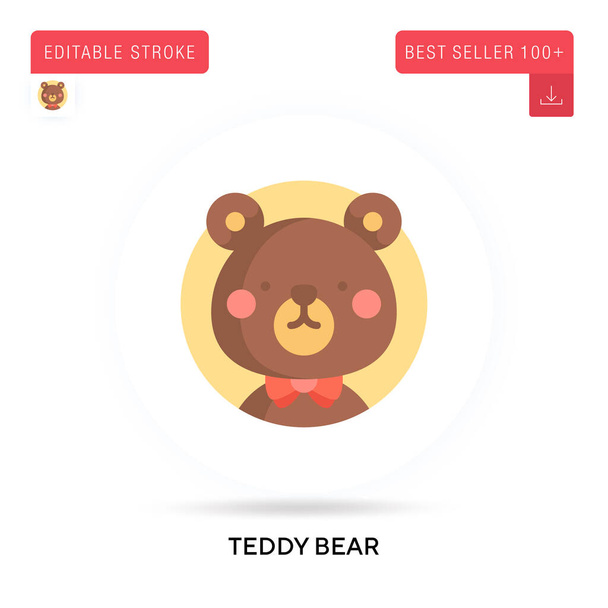 Teddy beer gedetailleerde ronde platte vector icoon. Vector geïsoleerde concept metafoor illustraties. - Vector, afbeelding