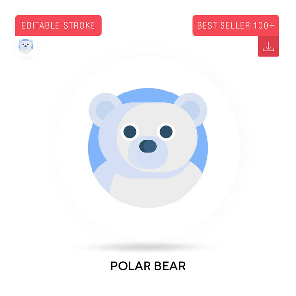 Polar bear detailed circular flat vector icon. Vector isolated concept metaphor illustrations. - Vector, Image