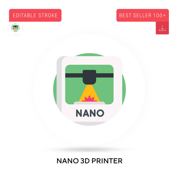 Nano 3d εκτυπωτή λεπτομερή κυκλική επίπεδη διάνυσμα εικονίδιο. Εικονογραφήσεις διανυσματικών μεμονωμένων εννοιών. - Διάνυσμα, εικόνα