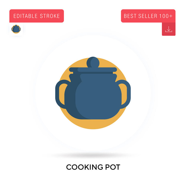 Cooking pot detailed circular flat vector icon. Vector isolated concept metaphor illustrations. - Vector, Image