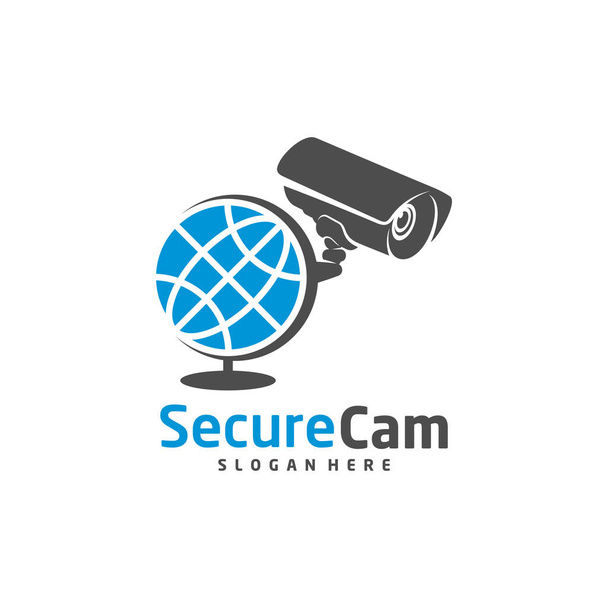 CCTV Camera with World Logo Design Vector Template, Concept Symbol, Icon - Вектор, зображення
