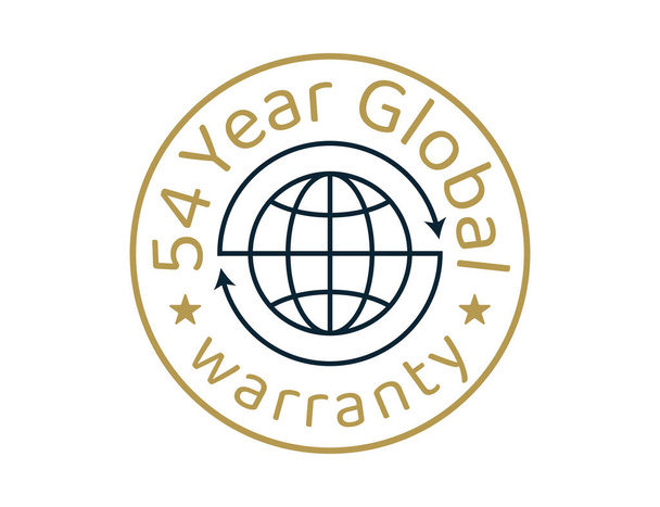 54 anos de imagens de garantia global, 54 anos de logotipos de garantia mundial - Vetor, Imagem