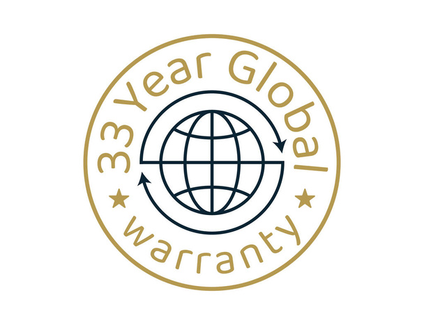 33 anos de imagens de garantia global, 33 anos de logotipos de garantia mundial - Vetor, Imagem
