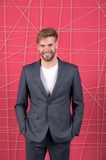 sexy man in stylish jacket. Business fashion and dress code. confident businessman in suit. Businessman. Happy man. Feel the success. Male formal fashion. The work is done - Fotografie, Obrázek