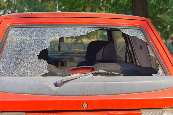 Crushed rear car glass burglary damage - Photo, Image