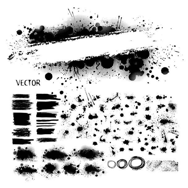 Vector Set of Grunge Design Elements. Brush Strokes. Large Collection. - Vector, Image