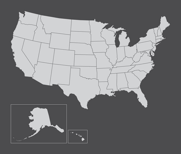 Карта США изолирована на тёмном фоне - Вектор,изображение